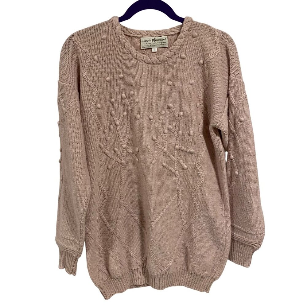 Peruvian Connection Vintage Handmade Pink Alpaca Sweater Tunic Size L‎